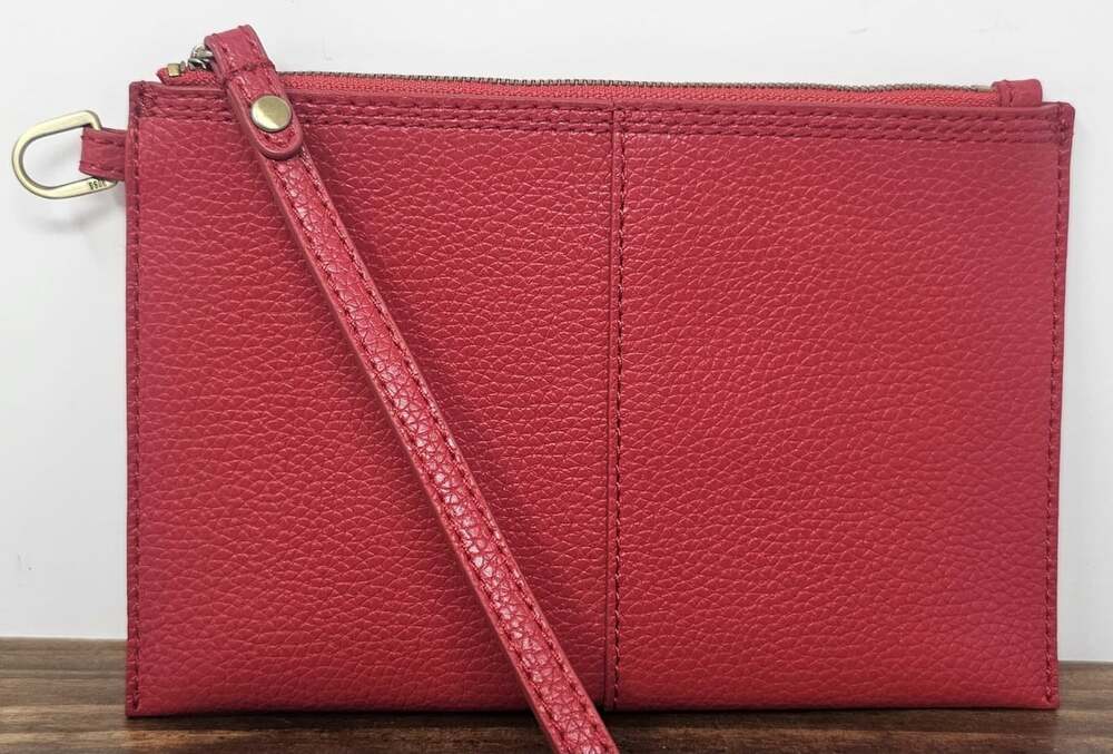 HOBO Vida Small Pouch Wristlet Micro Pebbled Leather Red NWOT